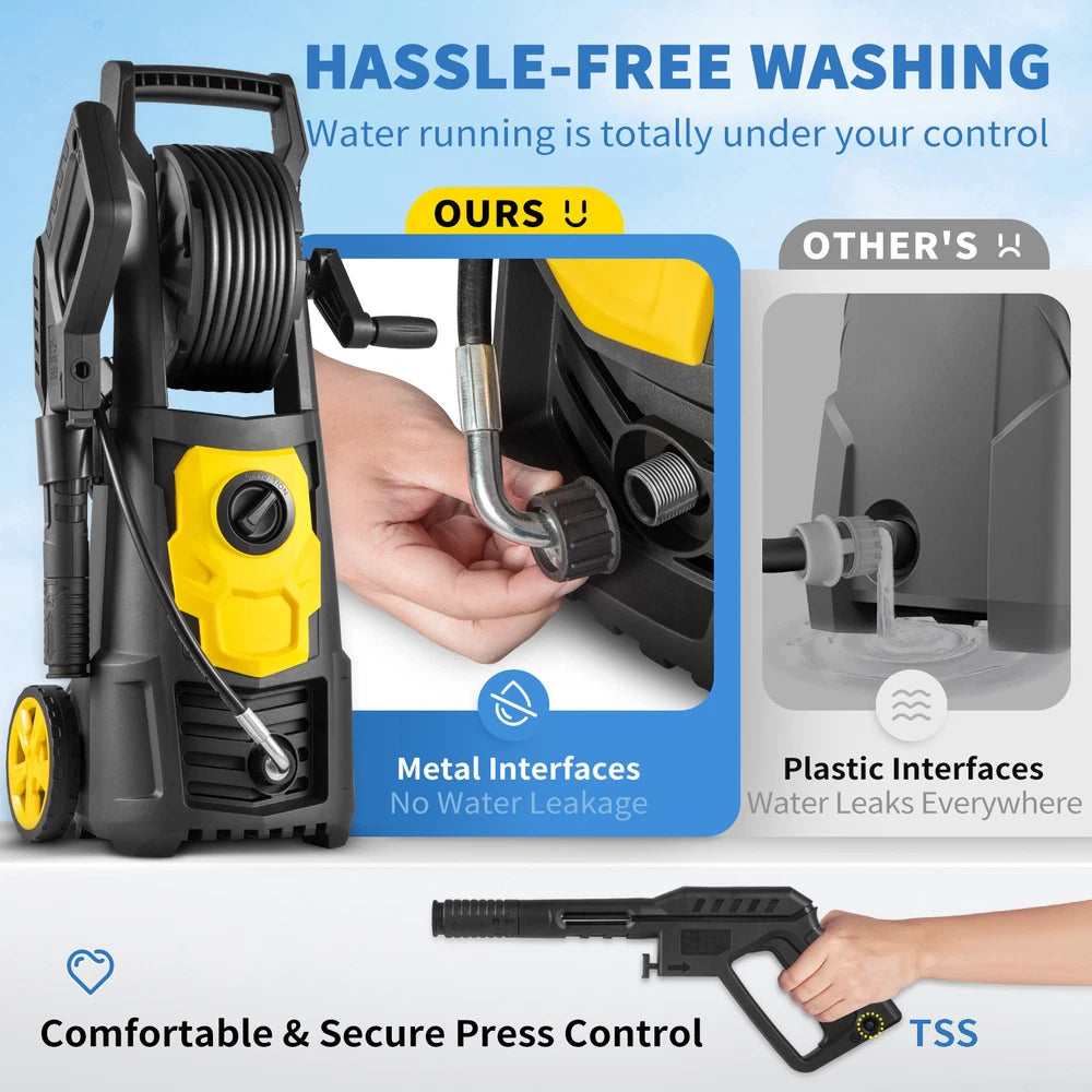 Electric High Pressure Washer 2000PSI 1.65GPM Power Washer With Hose Reel