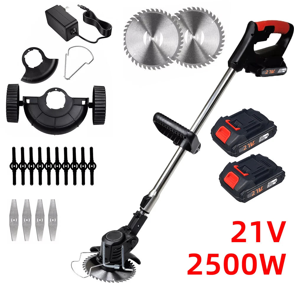 Cordless Weed Eater Electric Brush Cutter Lawn Edger Grass String Trimmer 2500W