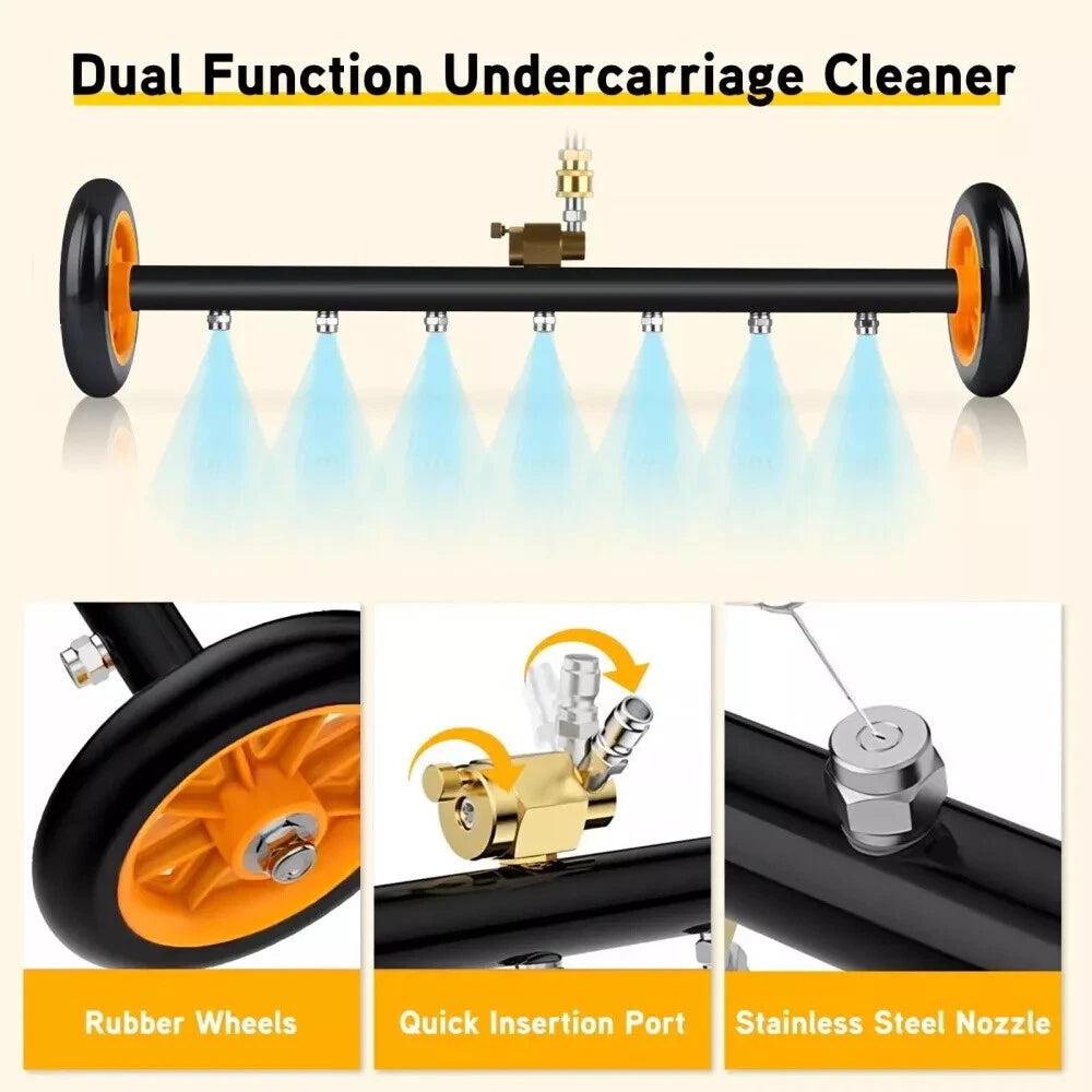 24" Pressure Washer Water Broom Undercarriage Cleaner Driveway Surface Cleaner