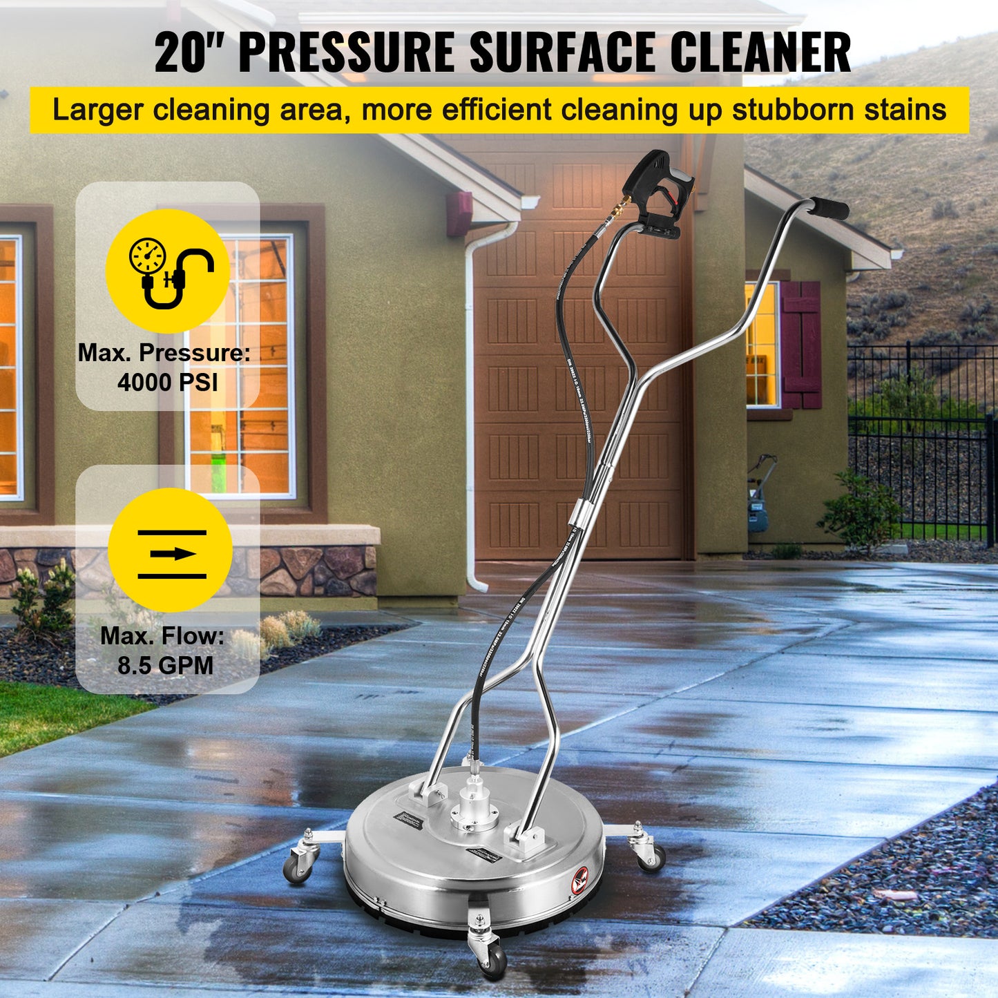18" - 24" Surface Cleaner Pressure Washer Flat Surface Cleaner 4000PSI 3/8"QC