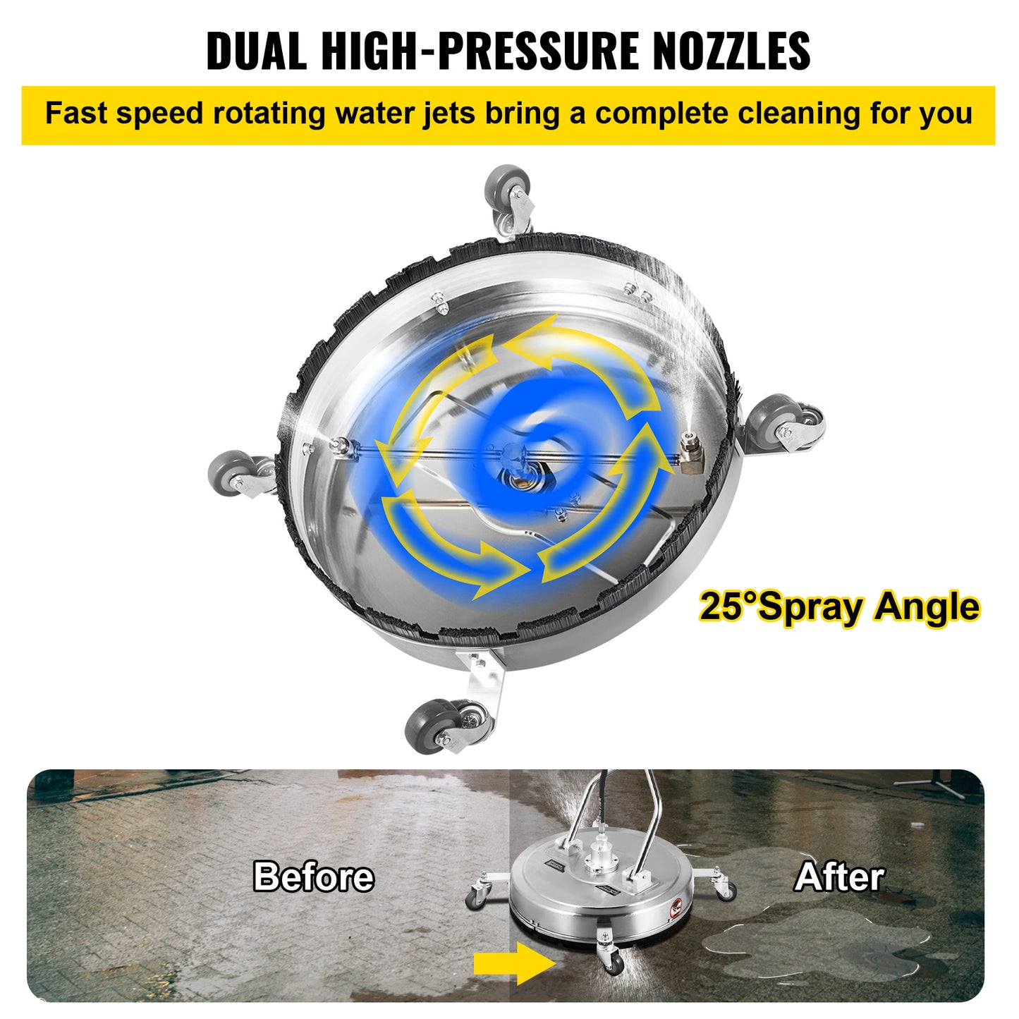 18" - 24" Surface Cleaner Pressure Washer Flat Surface Cleaner 4000PSI 3/8"QC