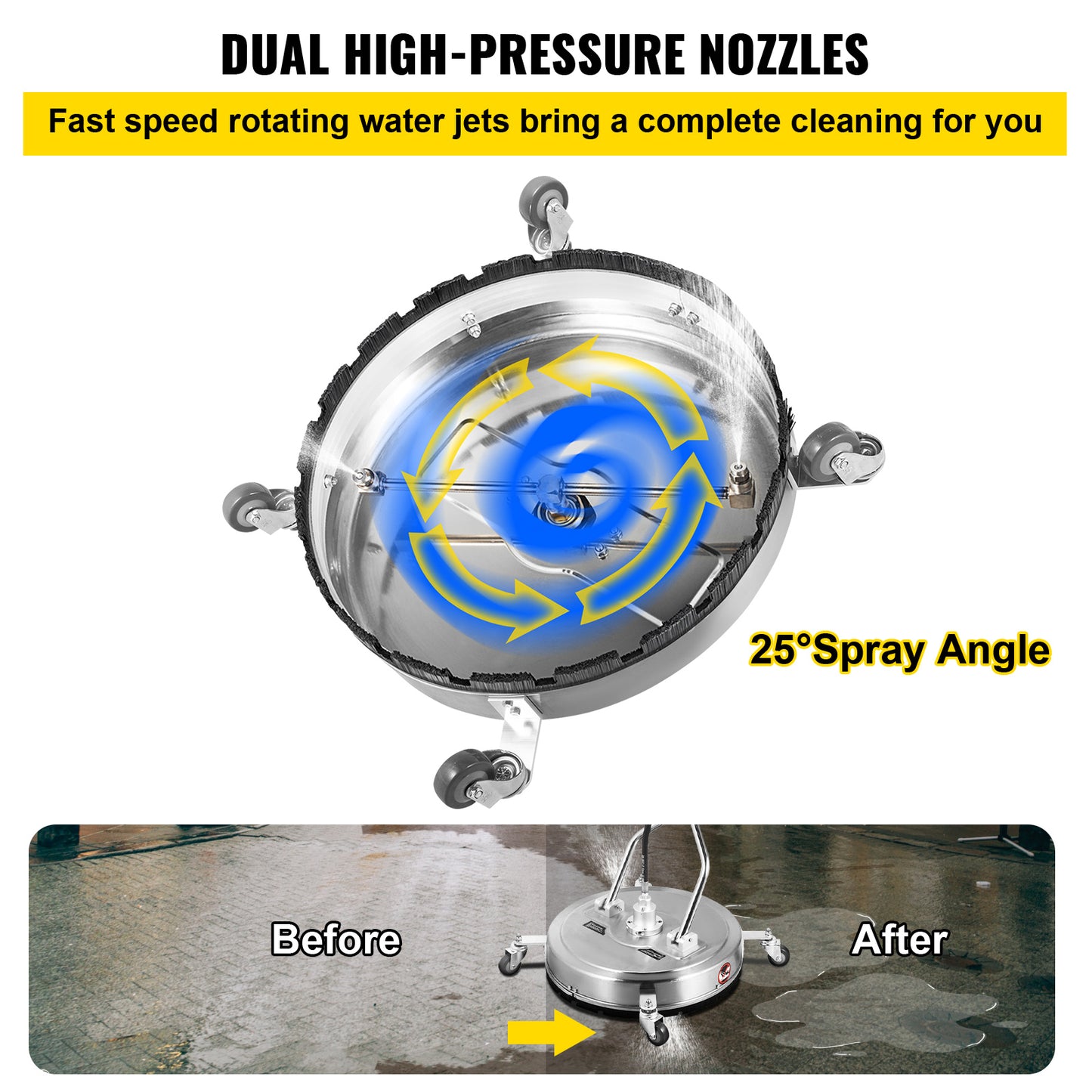 18" - 24" Surface Cleaner Pressure Washer Flat Surface Cleaner 4000PSI 3/8"QC