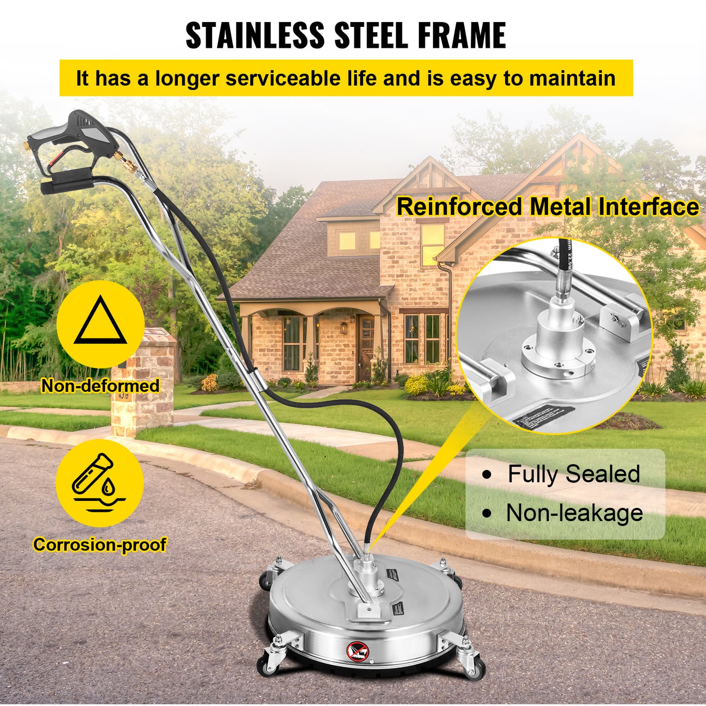 18" - 24" Surface Cleaner Pressure Washer Flat Surface Cleaner 4000PSI 3/8"QC