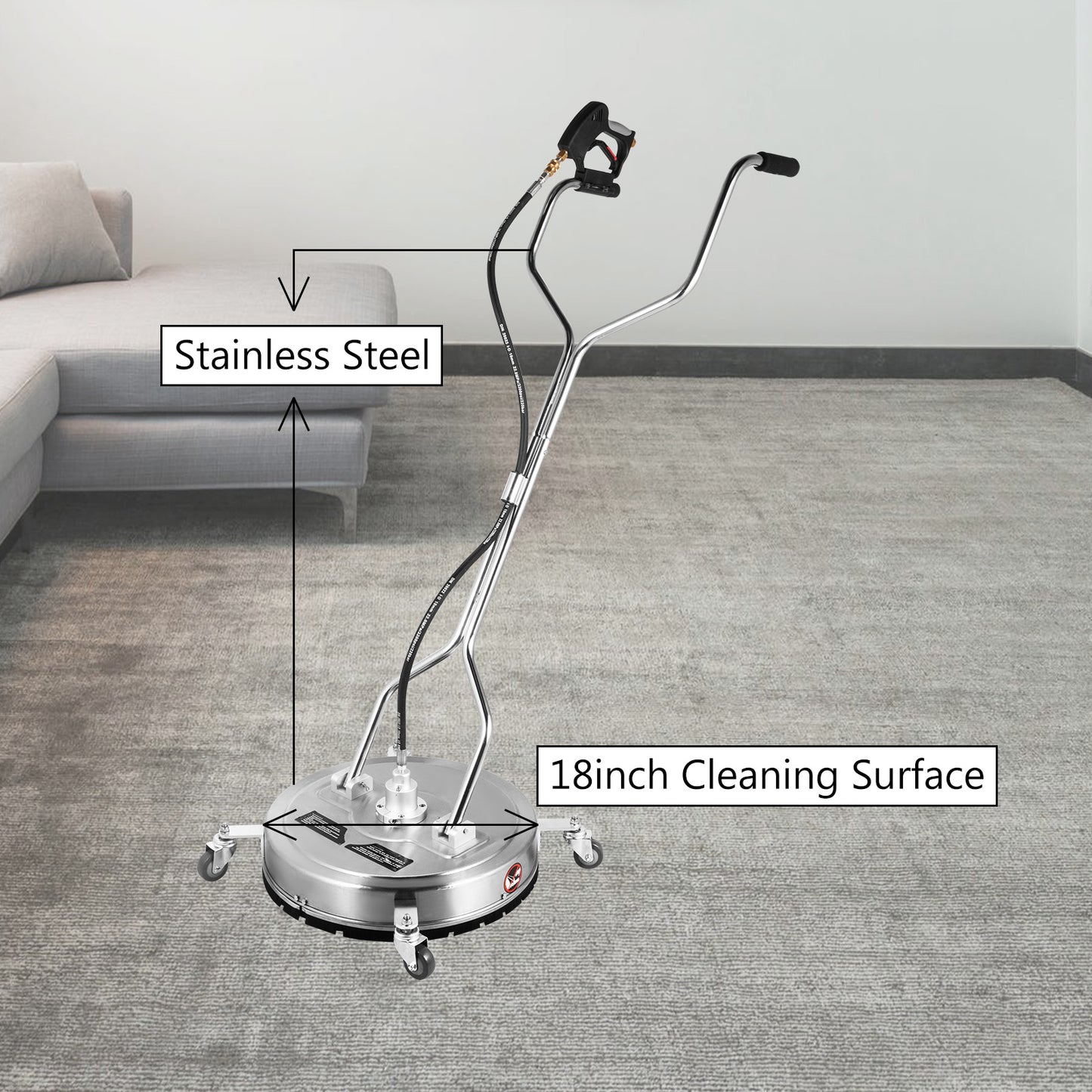 18" - 24" Surface Cleaner Pressure Washer Flat Surface Cleaner 4000PSI 3/8"QC