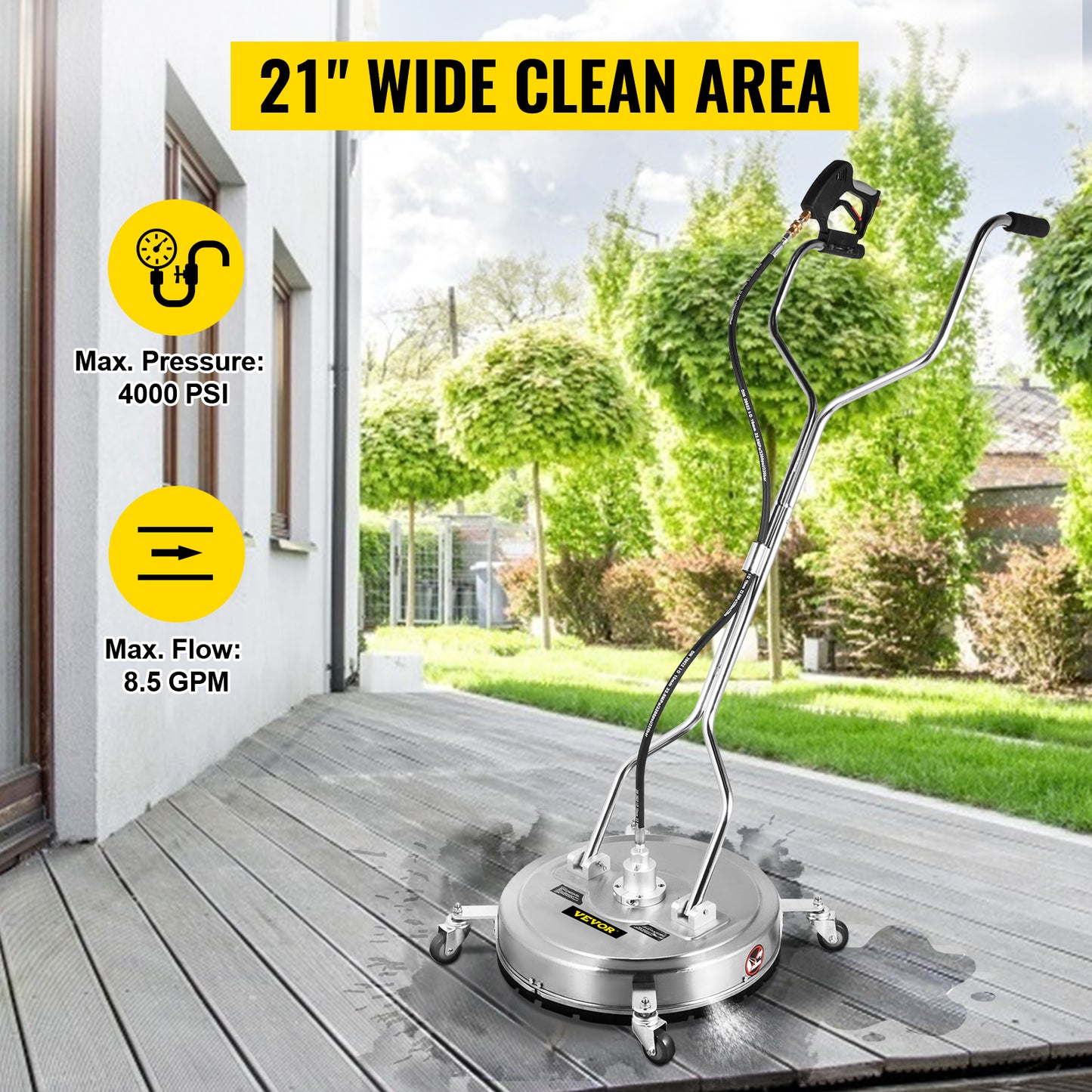18" - 24" Surface Cleaner Pressure Washer Flat Surface Cleaner 4000PSI 3/8"QC