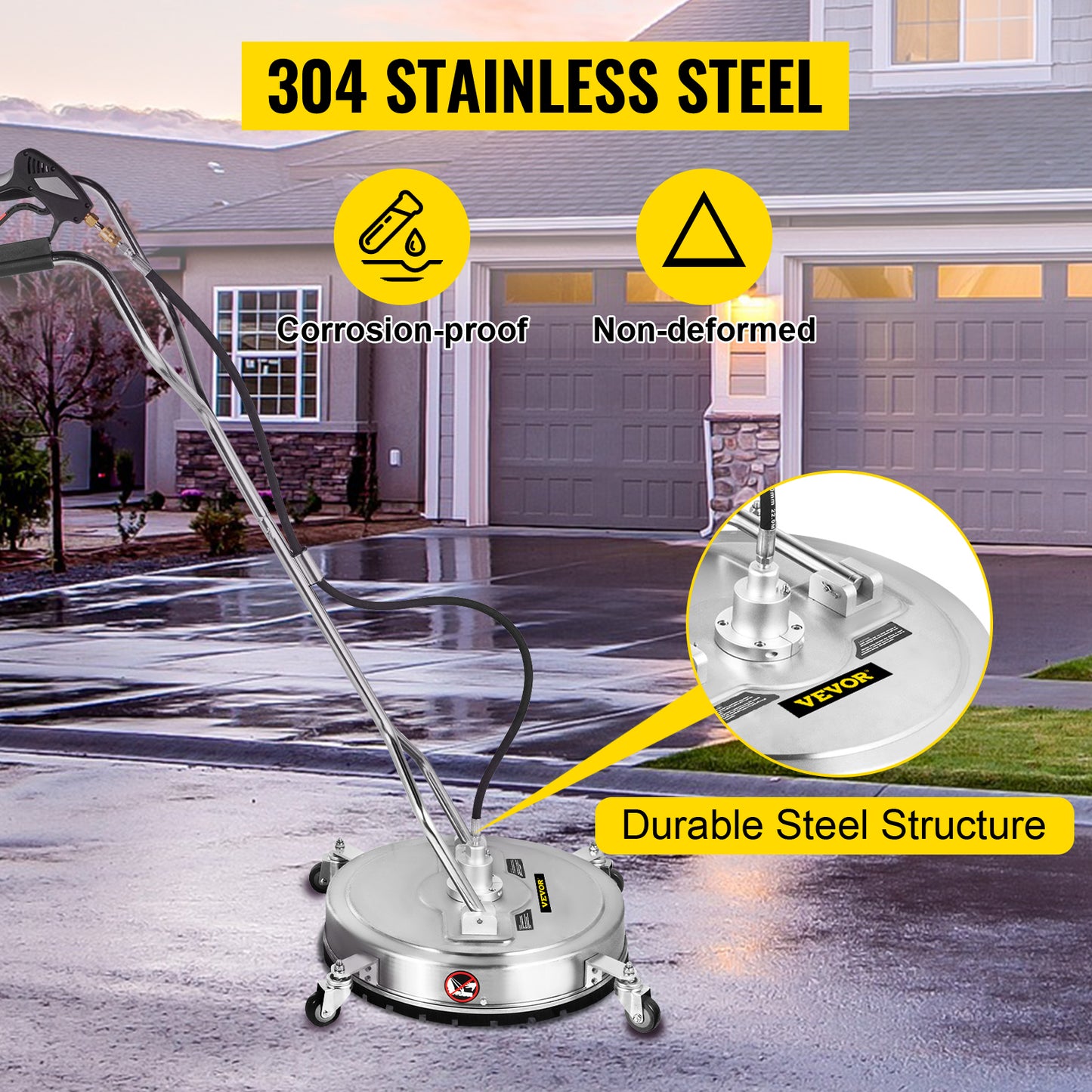 18" - 24" Surface Cleaner Pressure Washer Flat Surface Cleaner 4000PSI 3/8"QC