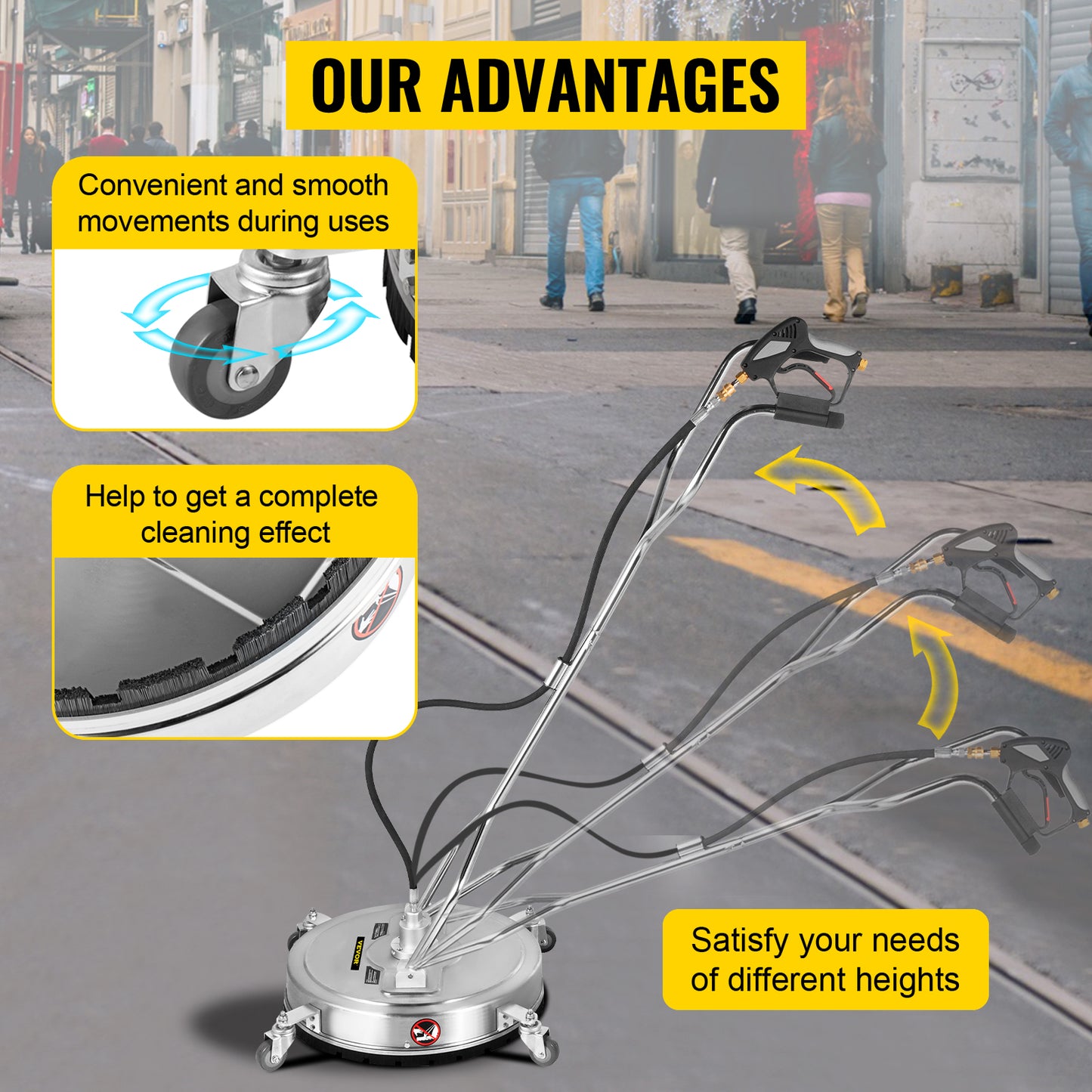 18" - 24" Surface Cleaner Pressure Washer Flat Surface Cleaner 4000PSI 3/8"QC