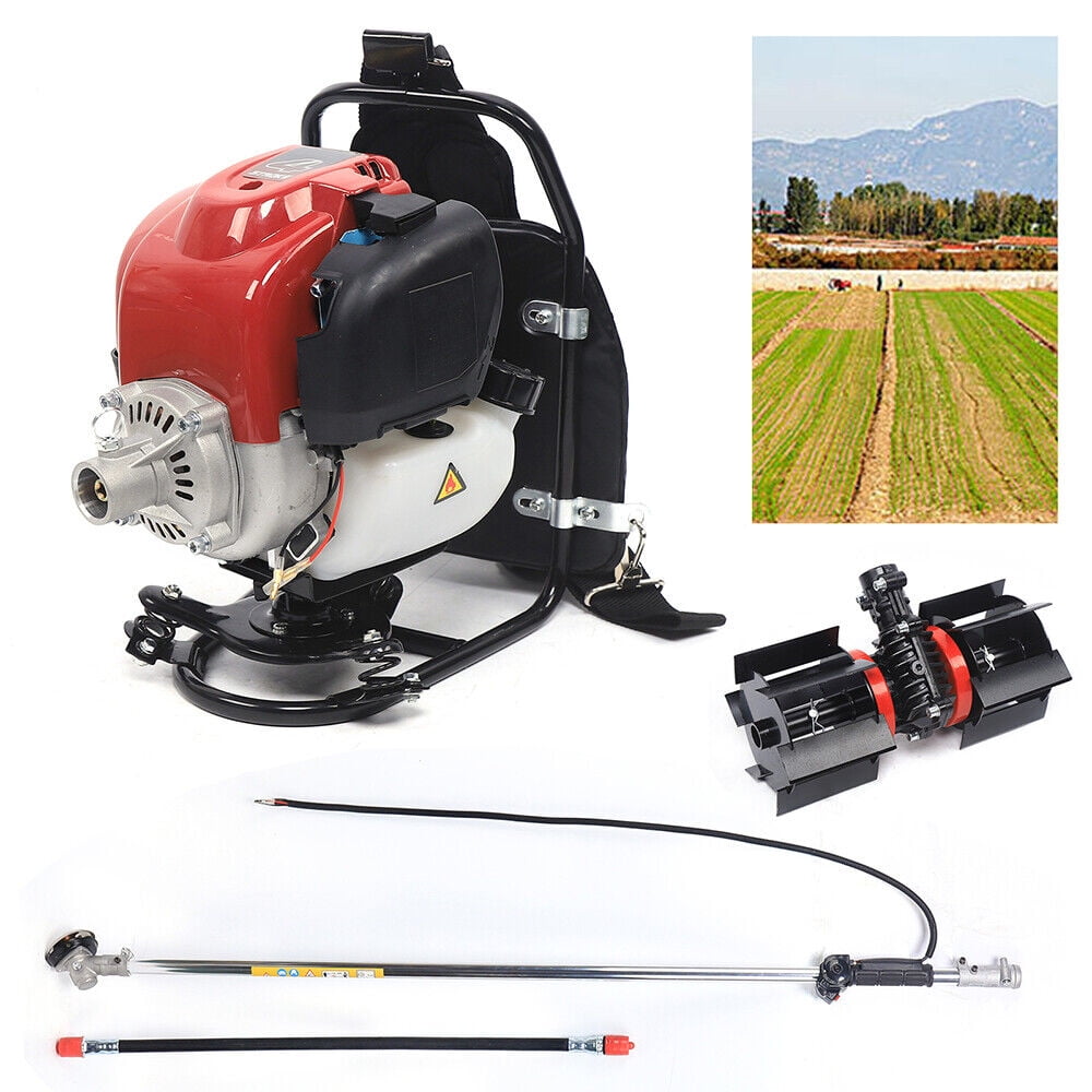 CNCEST 1.4HP 4Stroke Backpack Cultivator Tiller Lawn Mower Hedge Trimmer Brush Cutter
