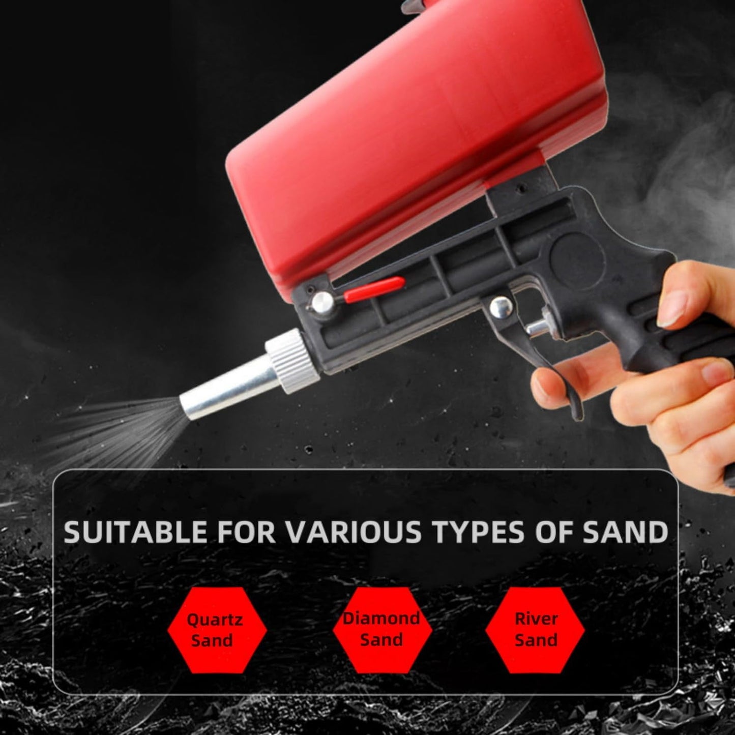 Sandblaster Sand Blaster Gun Kit, Portable 90psi Gravity Sand Blasting Spray Tool, Pneumatic Sandblaster for Air Compressor, Remove Paint, Stains, Rust & Clean Surfaces