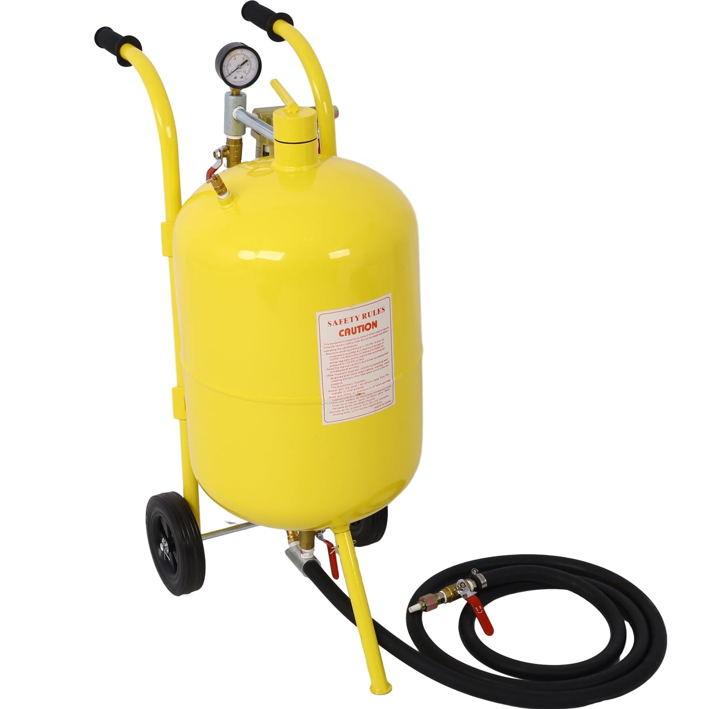 10 Gallon Sand Blaster, Portable Abrasive Blaster, 125 PSI Pressure Sand Blasting Machine With 6-Inch Rubber Wheels For Paint Stain Rust Removal