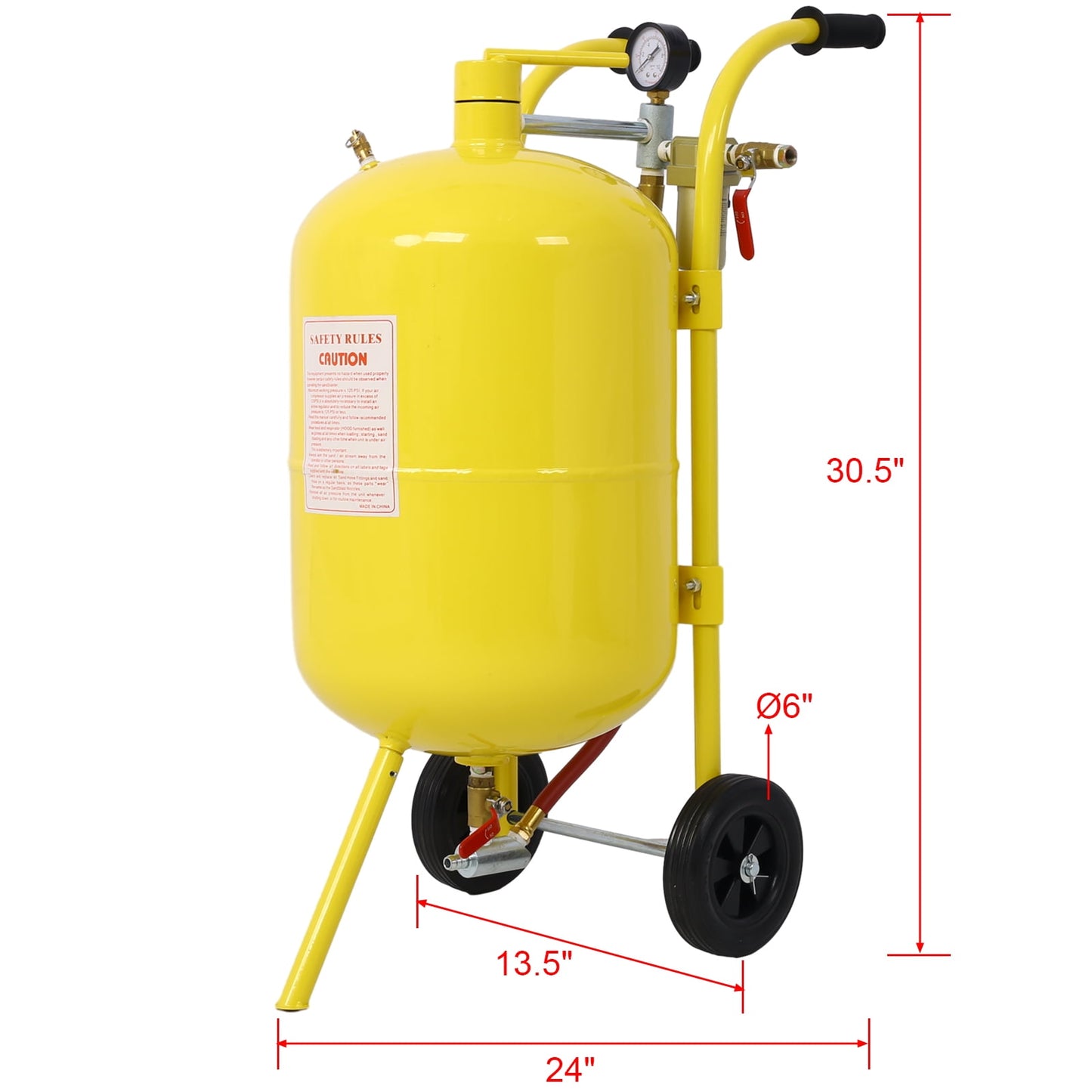 10 Gallon Sand Blaster, Portable Abrasive Blaster, 125 PSI Pressure Sand Blasting Machine With 6-Inch Rubber Wheels For Paint Stain Rust Removal