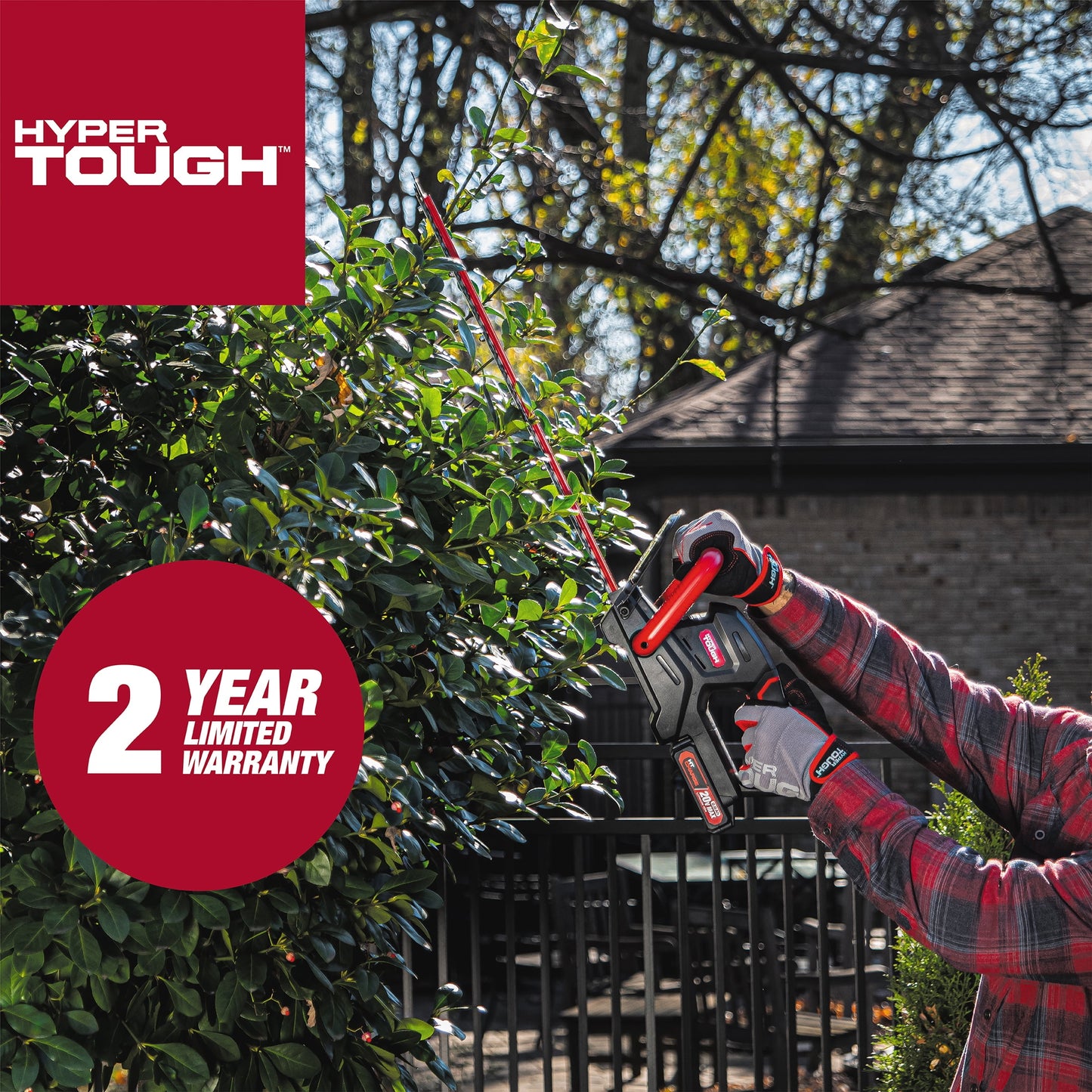 Hyper Tough 20V Max 22-inch Cordless Battery Powered Hedge Trimmer, HT21-401-003-07