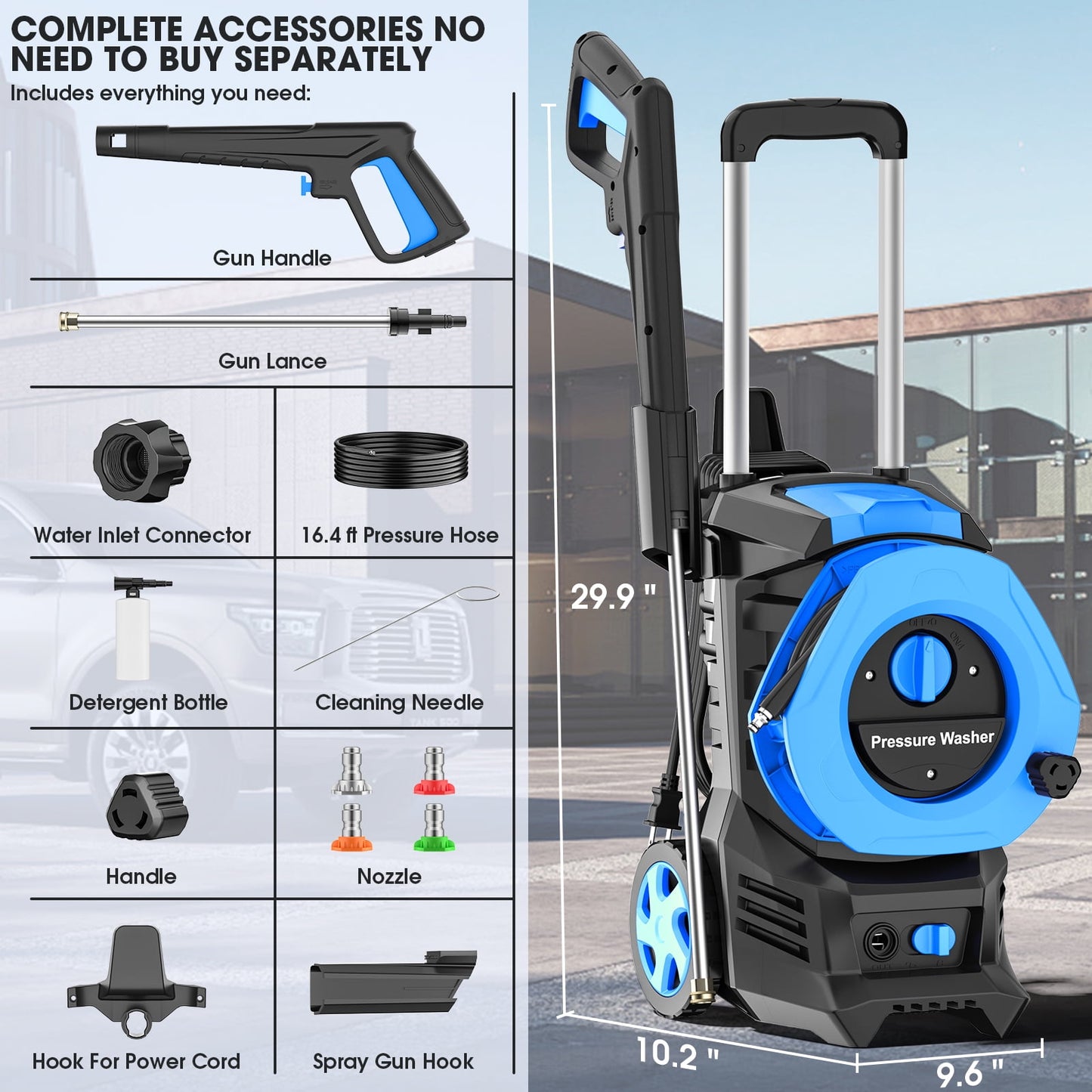 SUGIFT Electric Pressure Washer, 3500 PSI Max 110V, 2.6 GPM Max