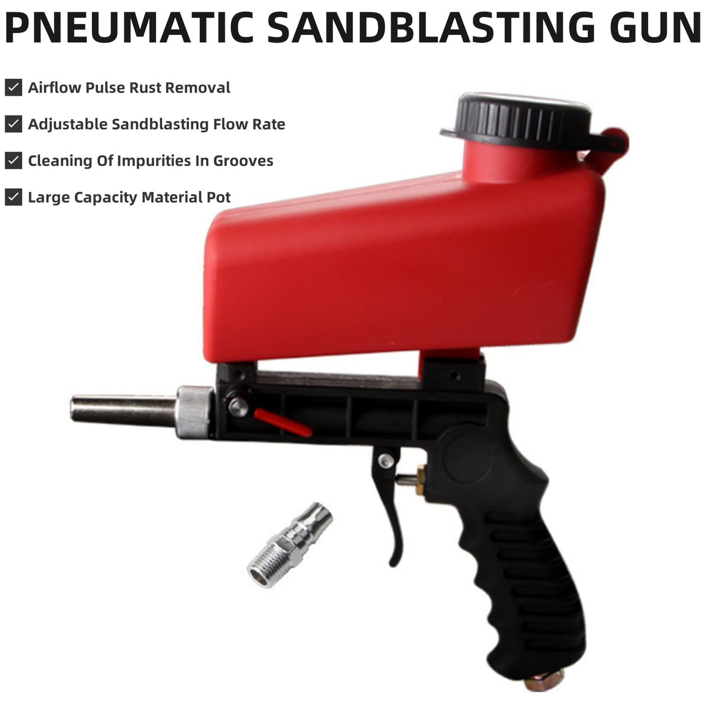 Sandblaster Sand Blaster Gun Kit, Portable 90psi Gravity Sand Blasting Spray Tool, Pneumatic Sandblaster for Air Compressor, Remove Paint, Stains, Rust & Clean Surfaces
