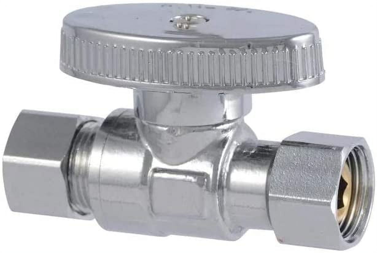 EZ-Fluid Repair Add On Stop Valve 3/8-Inch O.D Female Compression x 3/8-Inch O.D Male Comp.Straight Lead-Free Brass 1/4 Turn Water Shut Off Ball Valve,For Kitchen,Bathroom Faucet-1Pc