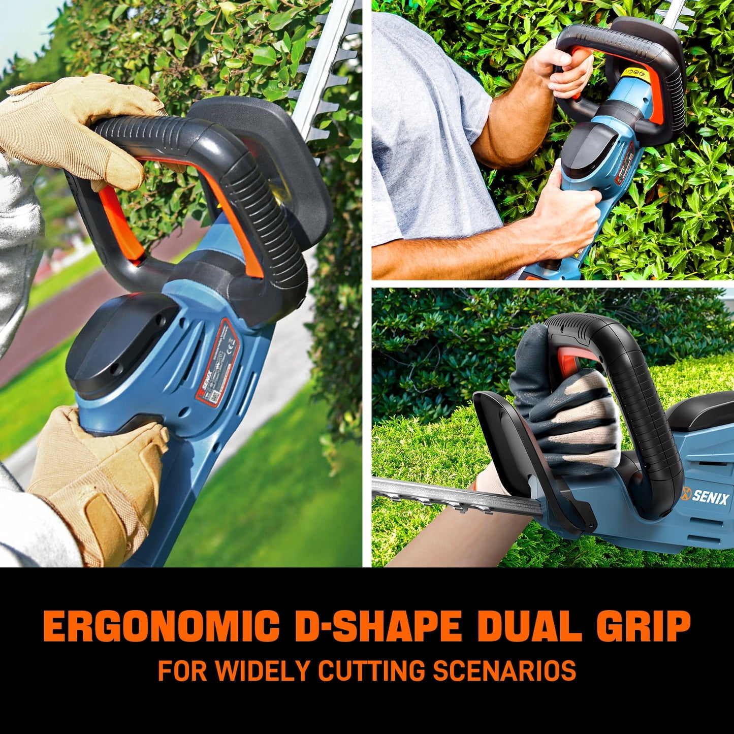 SENIX 20V Max* 18-Inch Cordless Hedge Trimmer with 2.0Ah Battery & Charger Included, Dual-Action and Double-Sided 3/4" Cutting Capacity, HTX2-M