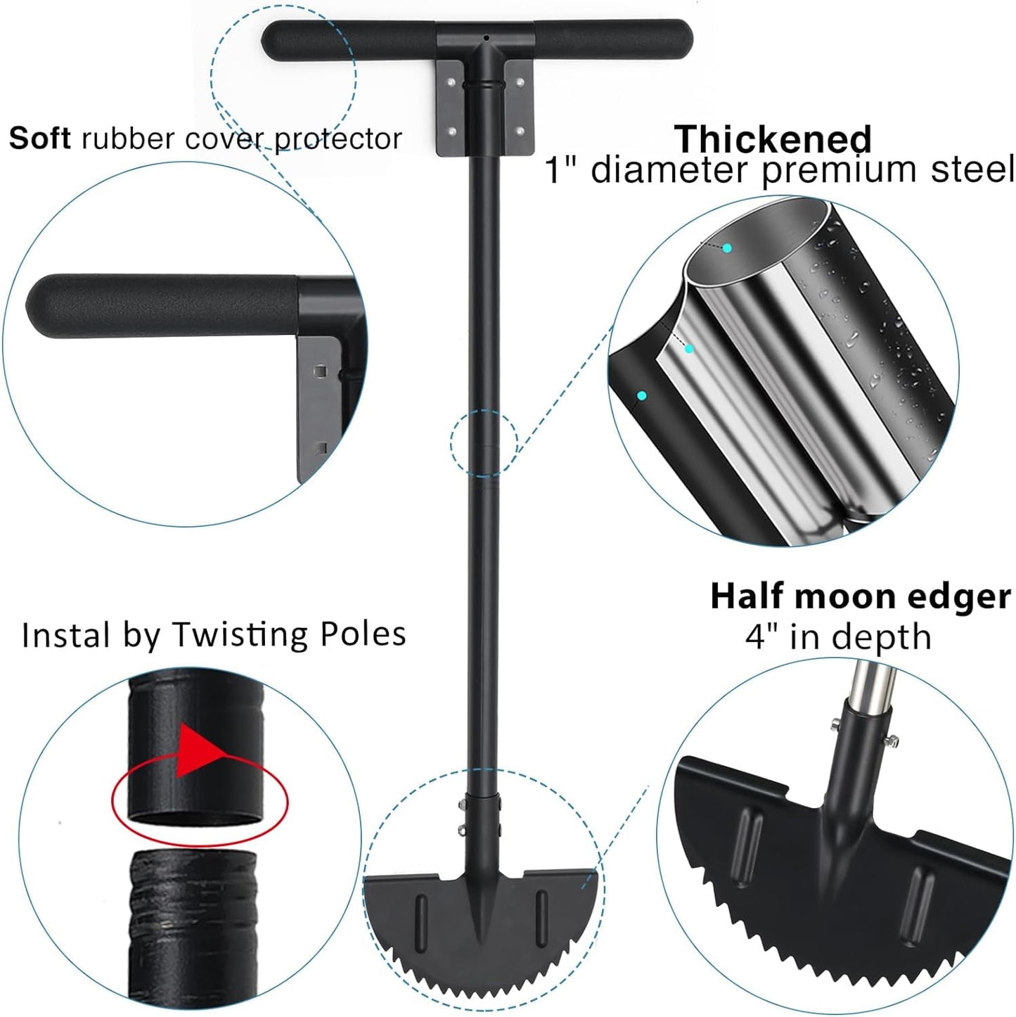 FLY HAWK Manual Grass Edger, 36 inch Heavy Duty gardening tools long handled  Lawn edger for GardenS idewalk, Black