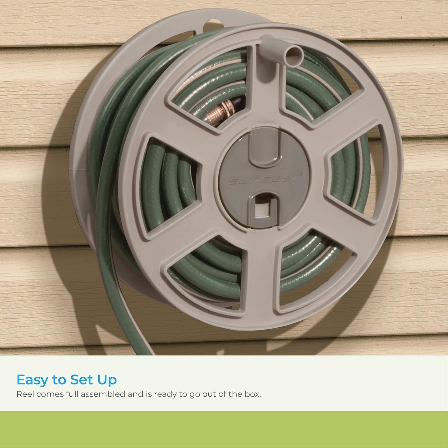 Suncast 100 ft. Sidewinder® Mounted Resin Hose Reel, Taupe