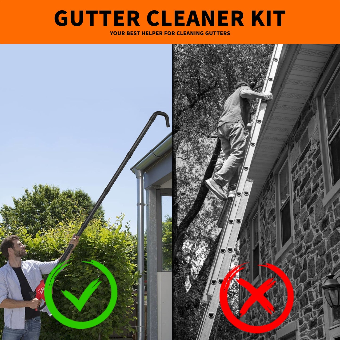 Boxlegend Gutter Cleaning Kit for Leaf Blowers, 11 ft