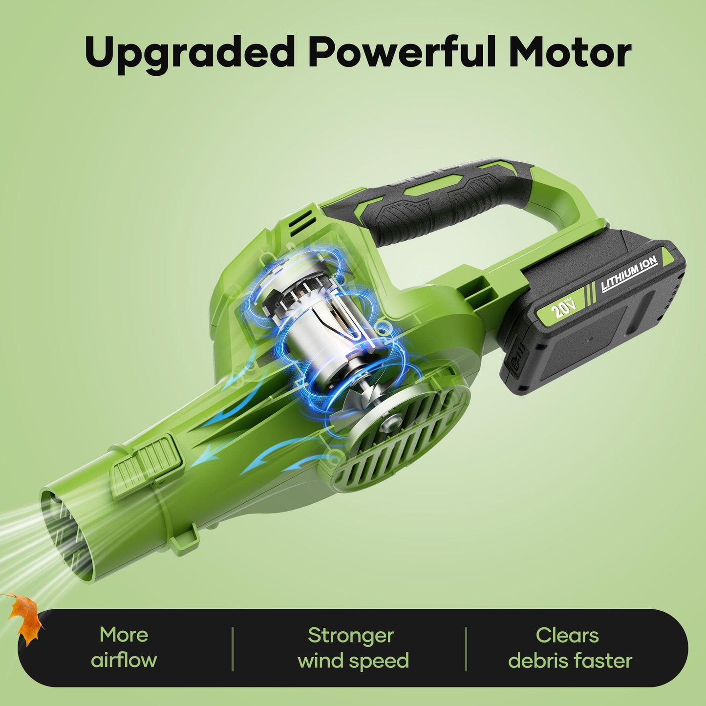 GASKY 20V 160MPH 135CFM Cordless Leaf Blower with 2 X 2.0 Ah Battery & Charger, 2 Speed Mode Lightweight Battery Powered Leaf Blower for Lawn Care/Patio/Yard/Garden Cleaning & Snow/Dust Blowing