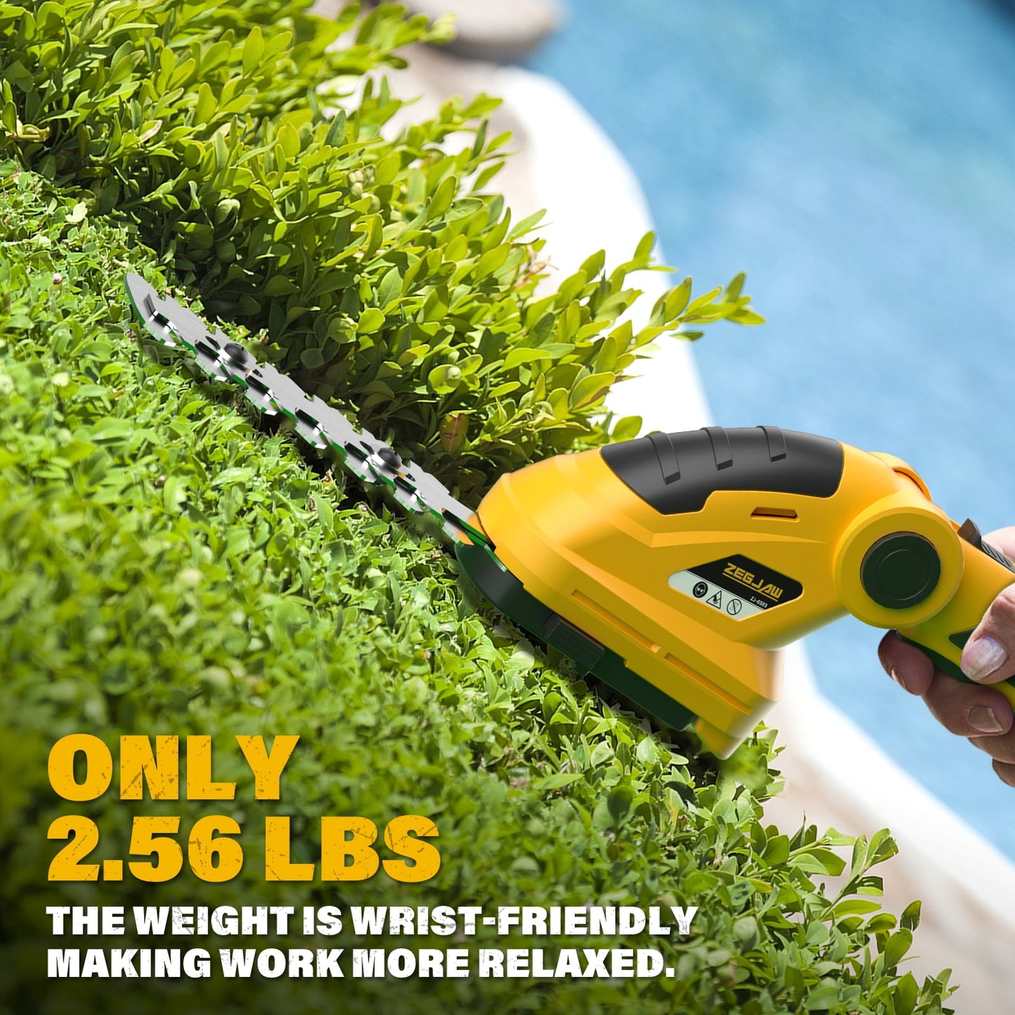 ZEGJAW 7.2V Cordless Hedge Trimmer, 2 in 1 Electric Hedge Trimmers Lightweight Efficient Battery Powered Grass Shears, Garden Tool for Pruning Hedges Bushes and Shrubs