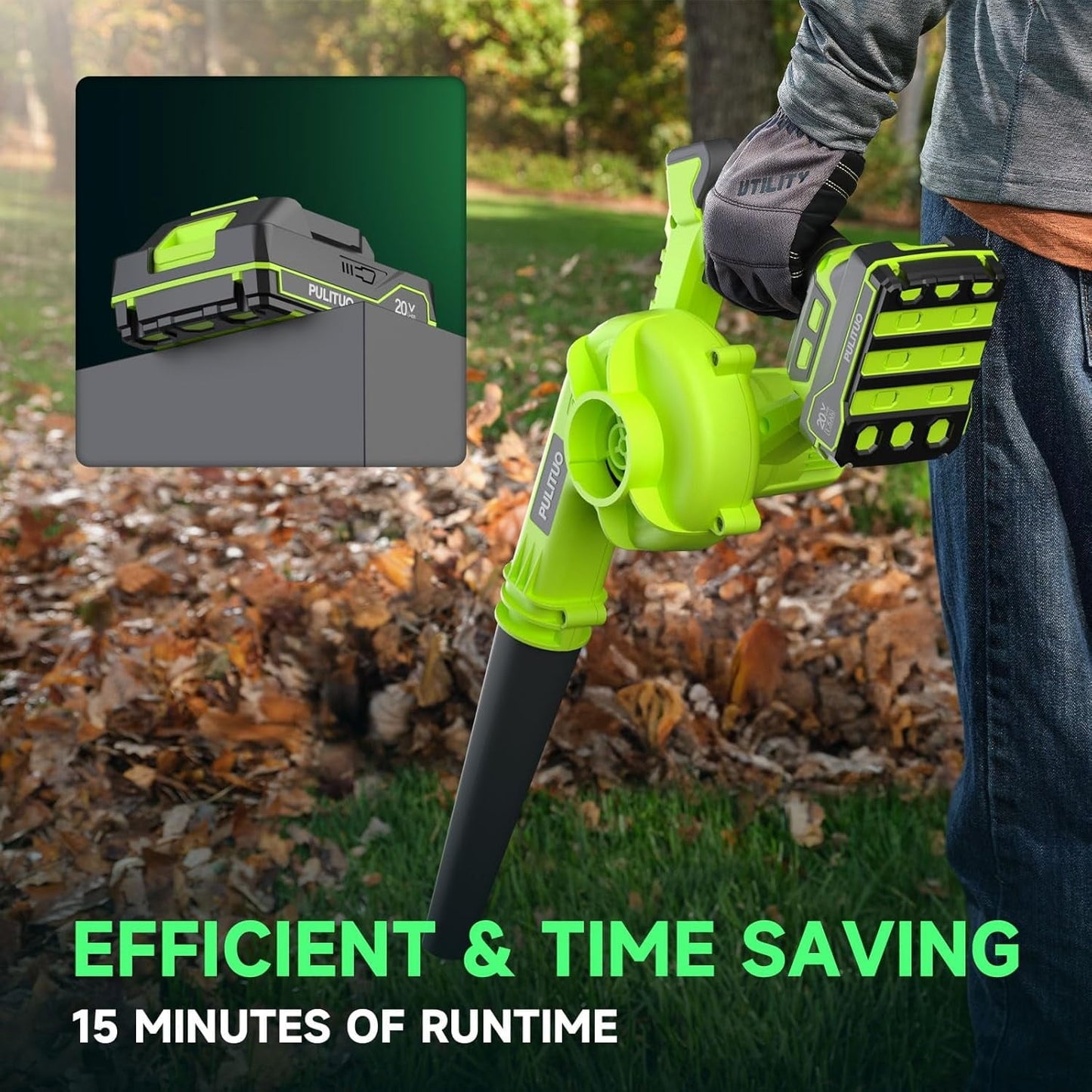 20V Cordless Leaf Blower, 120MPH Electric Blower with 2 Batteries & Charger, Lightweight Yard Tools for Lawn Care, Patio, Backyard, Garden, Grass Blower for Floor and Outdoor Use