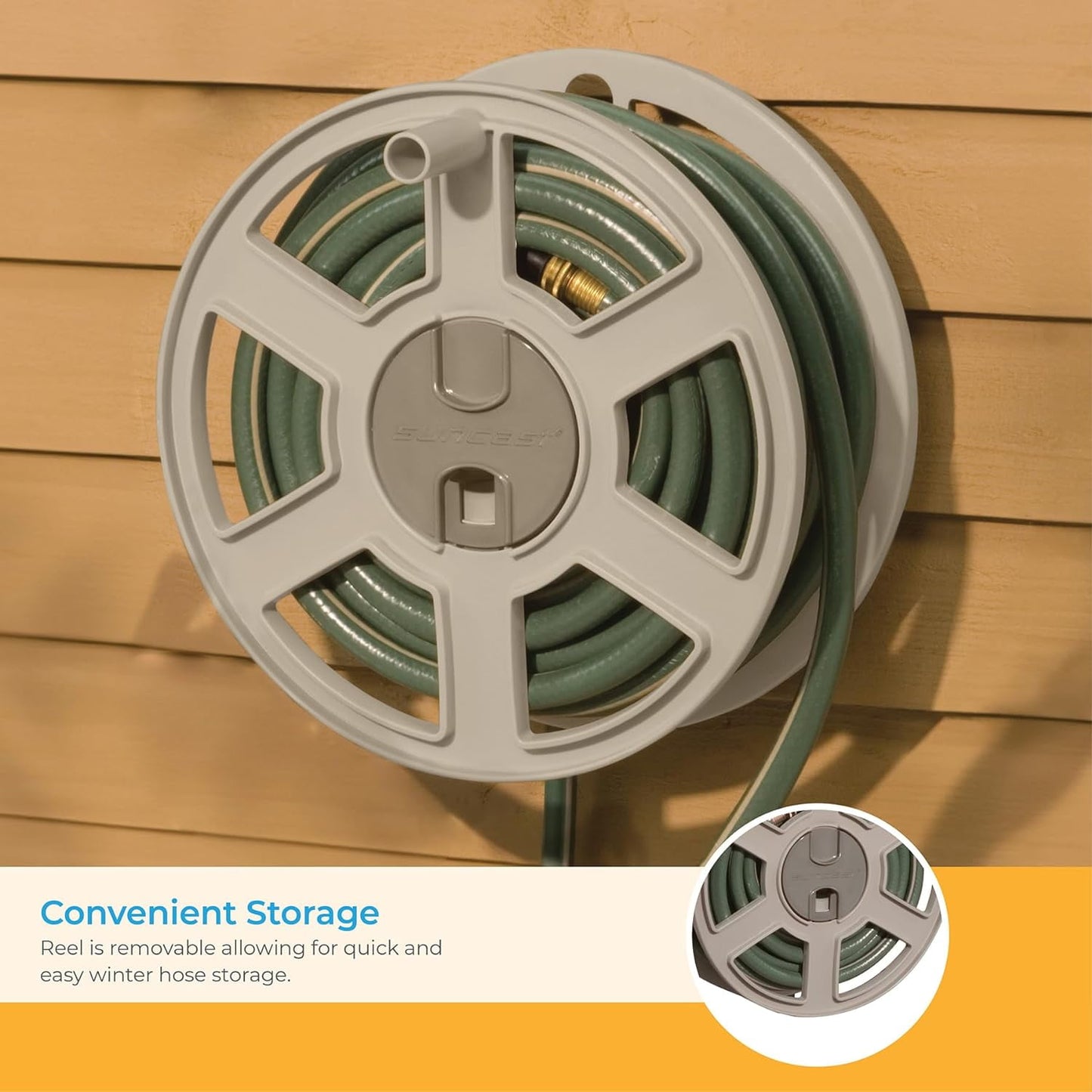 Suncast 100 ft. Sidewinder® Mounted Resin Hose Reel, Taupe