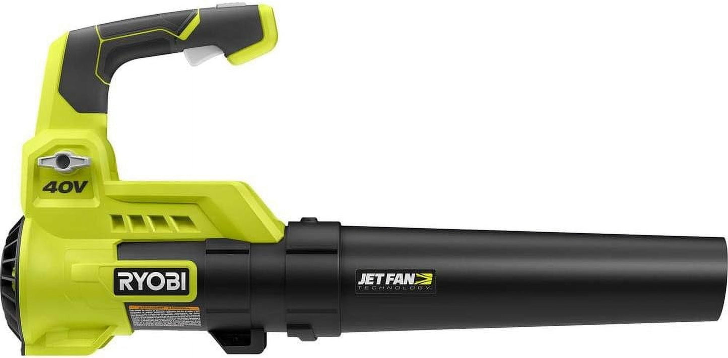 RYOBI 110 MPH 525 CFM 40-Volt Lithium-Ion Cordless Variable-Speed Jet Fan Bare Tool Leaf Blower, Battery and Charger Not Included