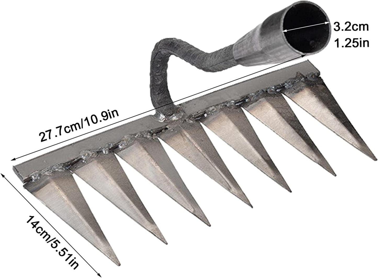 Dethatcher Rake | 4/5/6/7 Rake, Gardening Hand Tools,Weeding Dethatcher Rake with Carbon Steel s, Garden Cultivator Rake & Lawn Dethatching Rake, 4/5/6/7 s