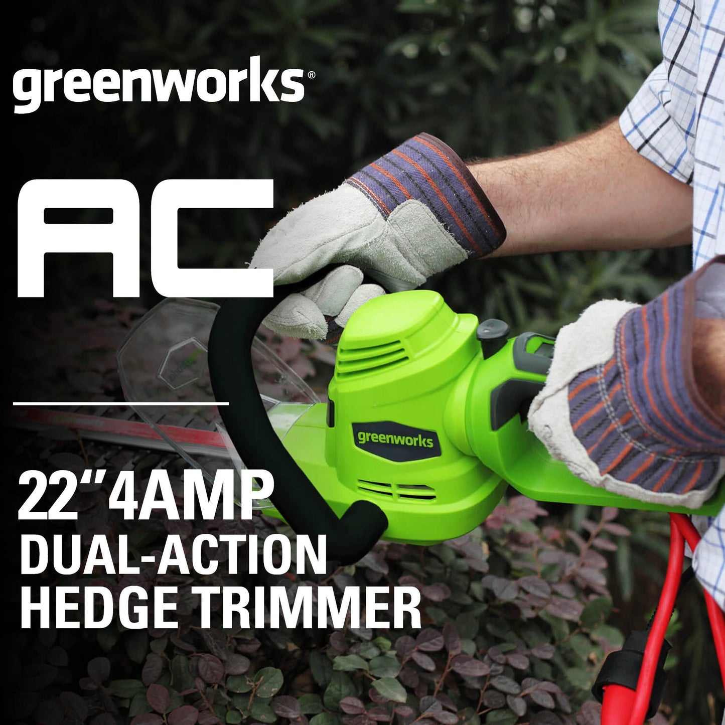 Greenworks 4 Amp 22" Corded Electric Hedge Trimmer 22122