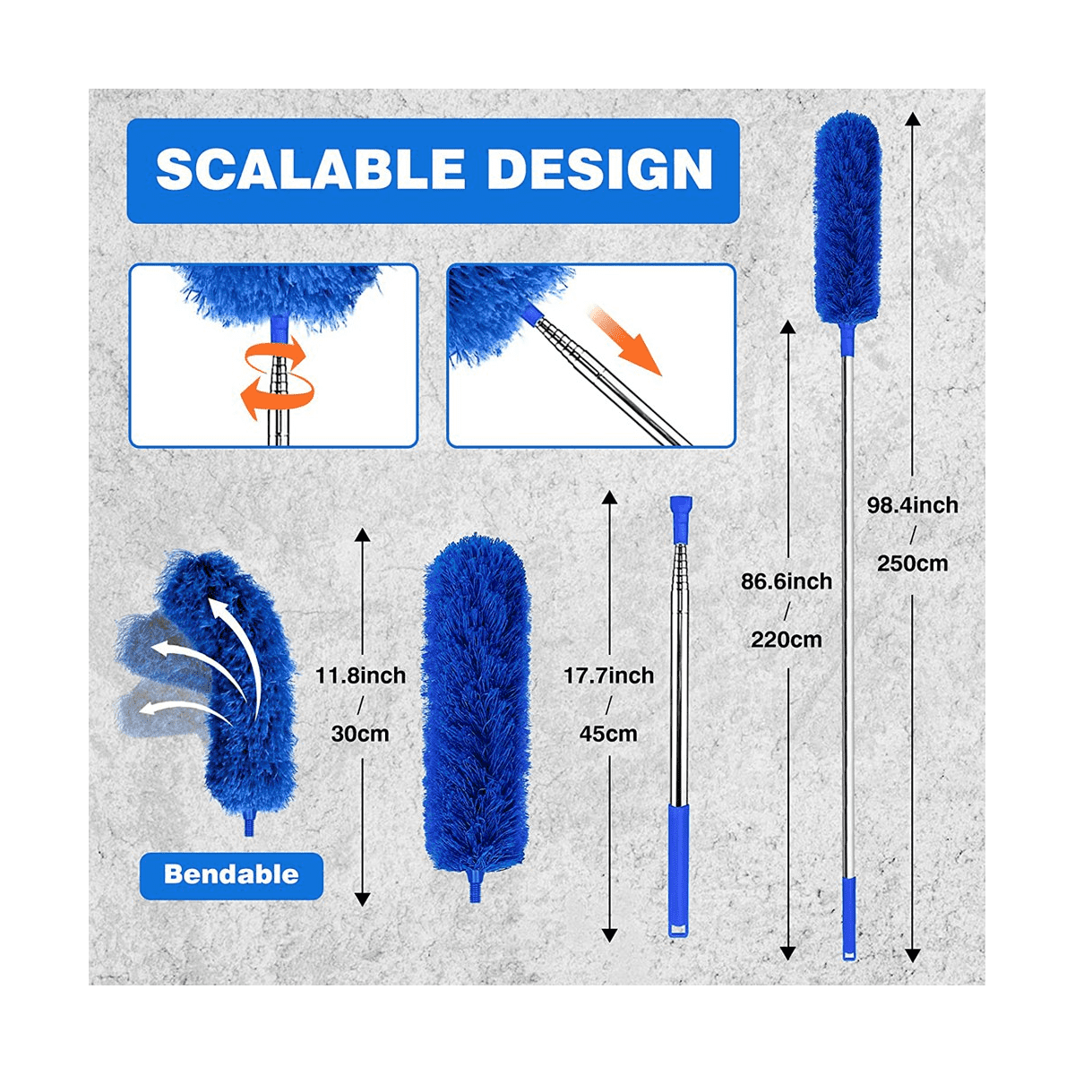 Gutter Cleaning Brush Roofing Tool, Blue