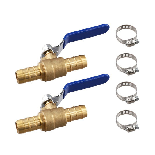 Brass Hose Barb Ball Valve Kit-2Pcs 5/8"Heater Hose Shut off Valve with Stainle