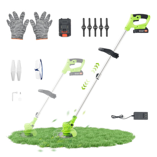 ChicHomey Weed Wacker and String Trimmer, Brushless Motor, 3 Blades, Adjustable Length - Lightweight Lawn Edger & Brush Cutter for Yard and Garden