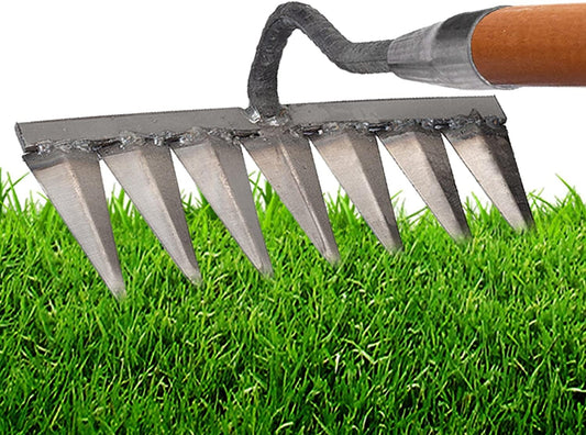Dethatcher Rake | 4/5/6/7 Rake, Gardening Hand Tools,Weeding Dethatcher Rake with Carbon Steel s, Garden Cultivator Rake & Lawn Dethatching Rake, 4/5/6/7 s