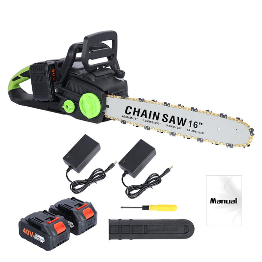 Electric Chainsaw Cordless 16 Inch, High-Power 1800W Battery Chainsaw with 4Ah Battery & Fast Charging, Ideal for Wood Cutting & Garden Work