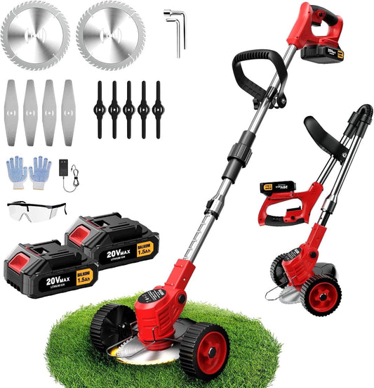 Electric Lawn Mower 20V With 2*1.5Ah Batteries And Blades , Cordless Grass Edger