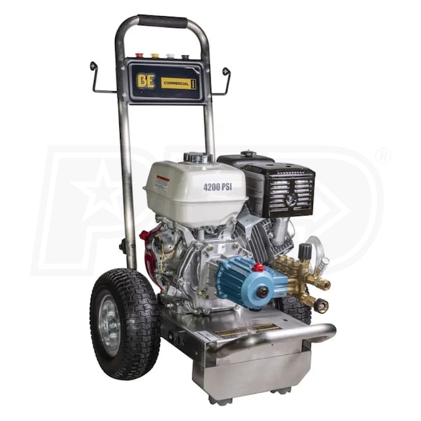BE Power Equipment Professional 4200 PSI (Gas - Cold Water) Pressure Washer w/ SS Frame, CAT Pump & Honda GX390 Engine
