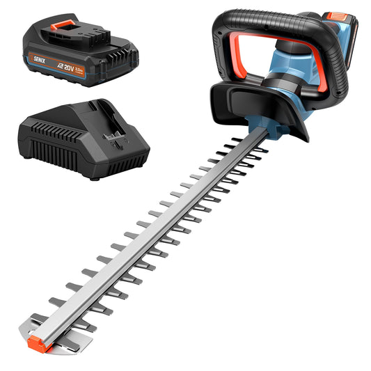 SENIX 20V Max* 18-Inch Cordless Hedge Trimmer with 2.0Ah Battery & Charger Included, Dual-Action and Double-Sided 3/4" Cutting Capacity, HTX2-M