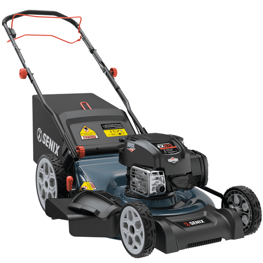 SENIX Self-Propelled Gas Lawn Mower, 22in Cutting Blade / 23in Cutting  Deck, 163 cc 4-Cycle Made in USA Briggs & Stratton Engine , 3-In-1, 6-Position Adjustment, 11in Rear Wheels, LSSG-H1