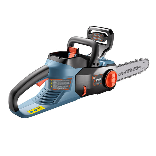 SENIX 58V Cordless Brushless Chainsaw, 14-inch Oregon Bar and Chain (Tool Only) CSX5-M-0