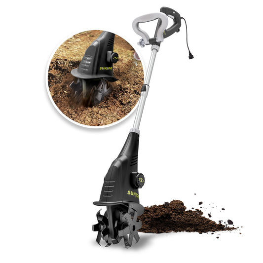 Sun Joe Electric Corded Garden Cultivator with 2.5 Amp Motor & Steel Blades, Green, TJ599E