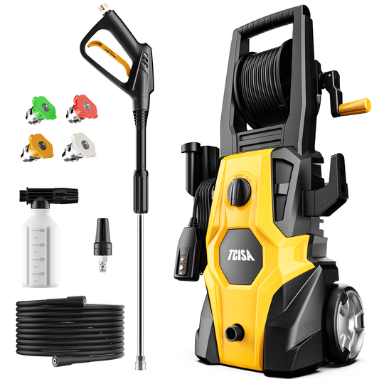 TCISA 3800 PSI Electric Pressure Washer,Max 2.5 GPM Power Washer with 35FT Power Cord 20FT Hose 5 Nozzles,Soap Cannon for Car Garden Yard Hom