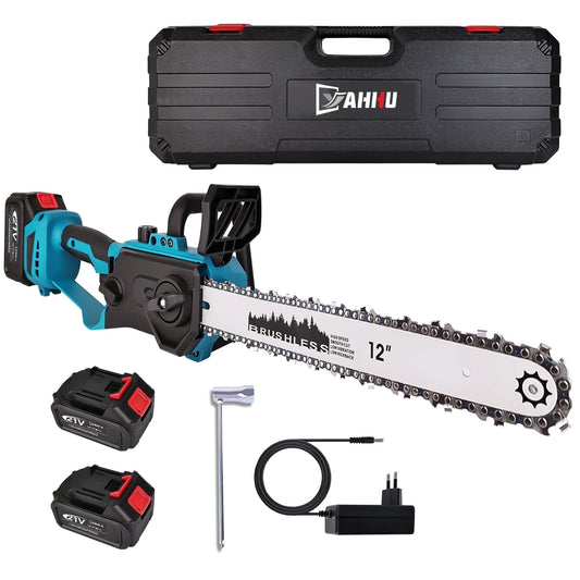 YAHHU 12 Inch Cordless Mini Chainsaw with Oiler System, 21V Electric Handheld Chainsaw for Tree Trimming, Wood Cutting, Outdoor Yard Work