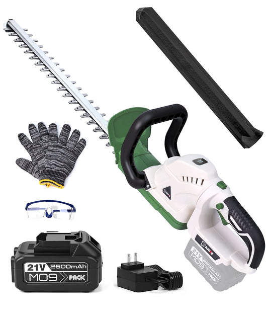 YAHHU 20 Inch Cordless Electric Hedge Trimmer，21V Electric Bush Trimmer，Battery and Charger Included