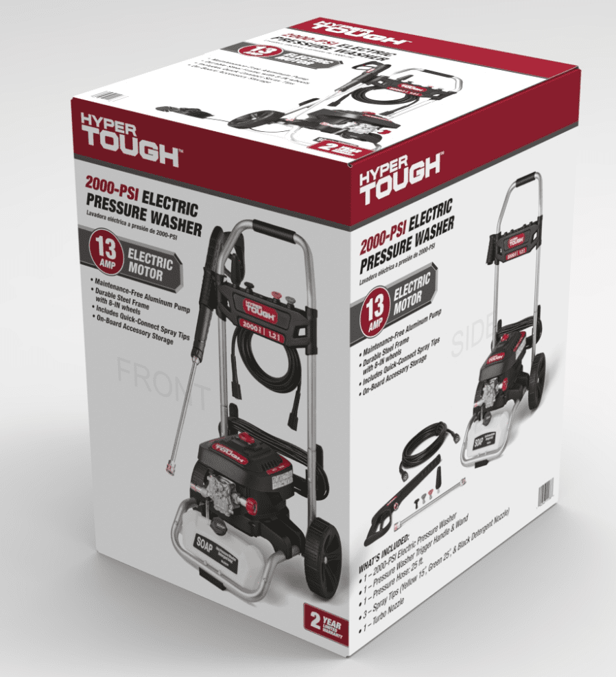 Hyper Tough 2000 PSI at 1.2 GPM 120 V Electric Powered Cold Water Pressure Washer