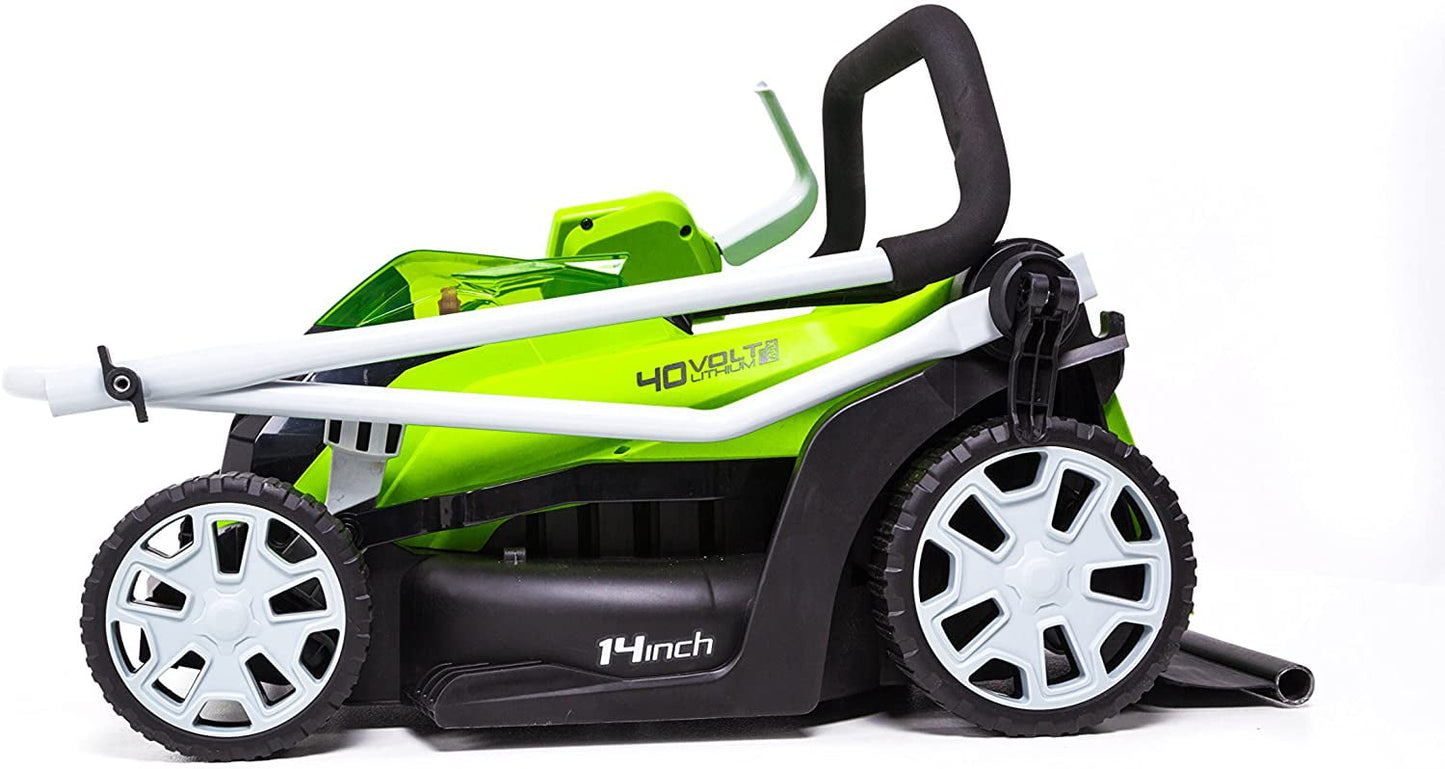 Greenworks 40V 14" Cordless Walk-Behind Lawn Mower with 4.0 Ah Battery & Charger, 2508202AZ