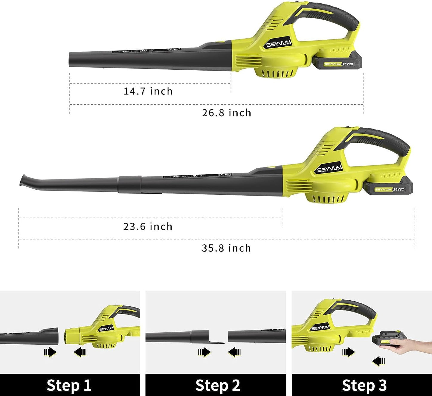 Lightweight 20V Cordless Leaf Blower - 320 CFM, 150 MPH Electric Blower for Lawn & Yard Care, Snow Blowing - Includes 2x 2.0Ah Batteries & Charger