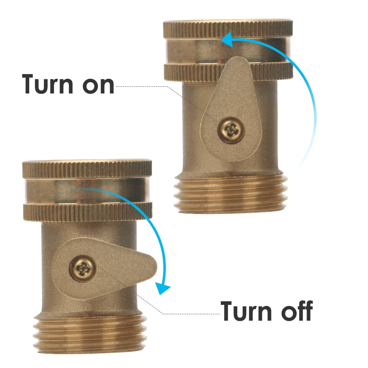 STYDDI Garden Hose Inline Shut Off Valve, Solid Brass Hose Shut-Off Ball Valve Connector Coupling, Hose Connector with ShutOff Valve, 2 Set with 4 Hose Washer