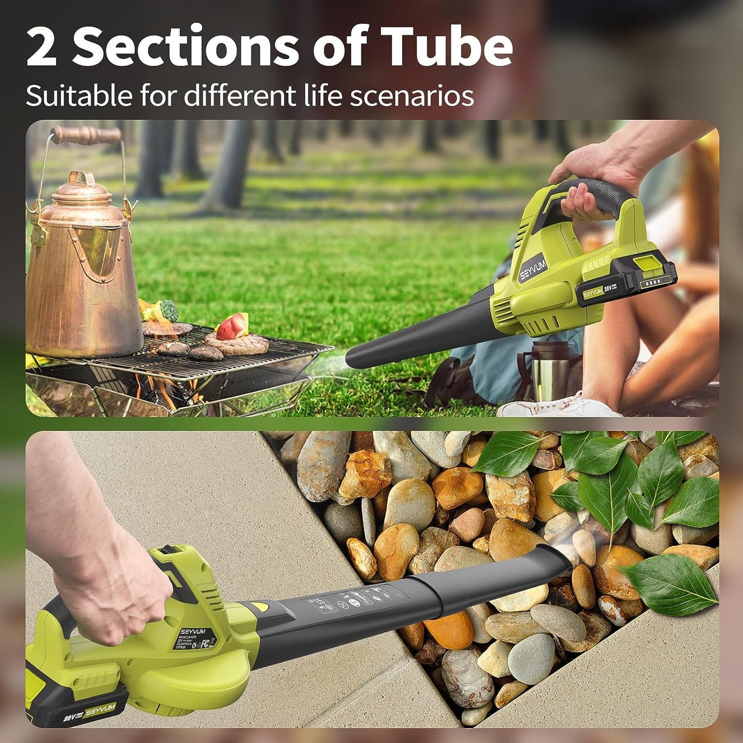 Lightweight 20V Cordless Leaf Blower - 320 CFM, 150 MPH Electric Blower for Lawn & Yard Care, Snow Blowing - Includes 2x 2.0Ah Batteries & Charger