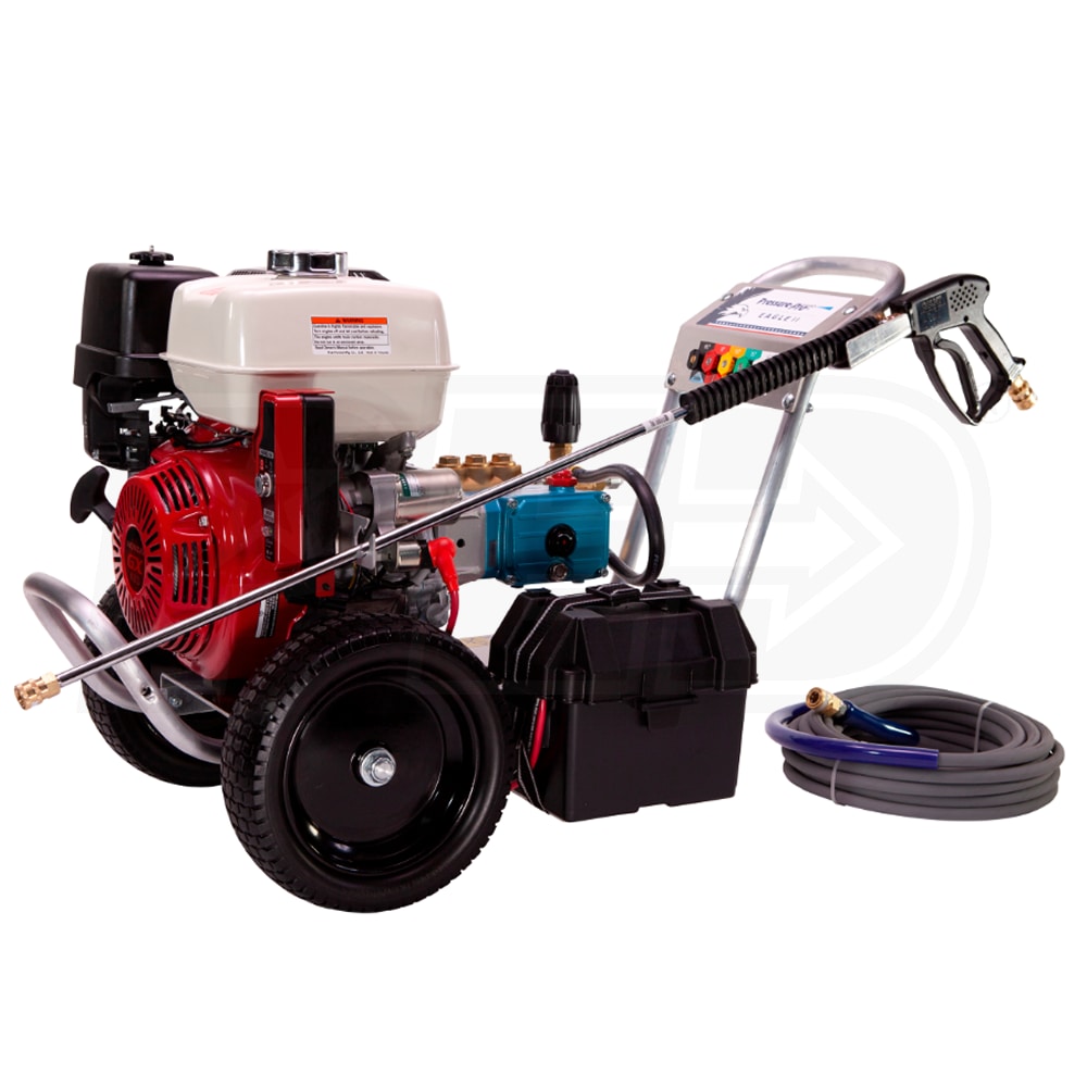 Pressure-Pro Eagle II 4000 PSI (Gas - Cold Water) Aluminum Frame Pressure Washer w/ CAT Pump & Electric Start Honda GX390 Engine